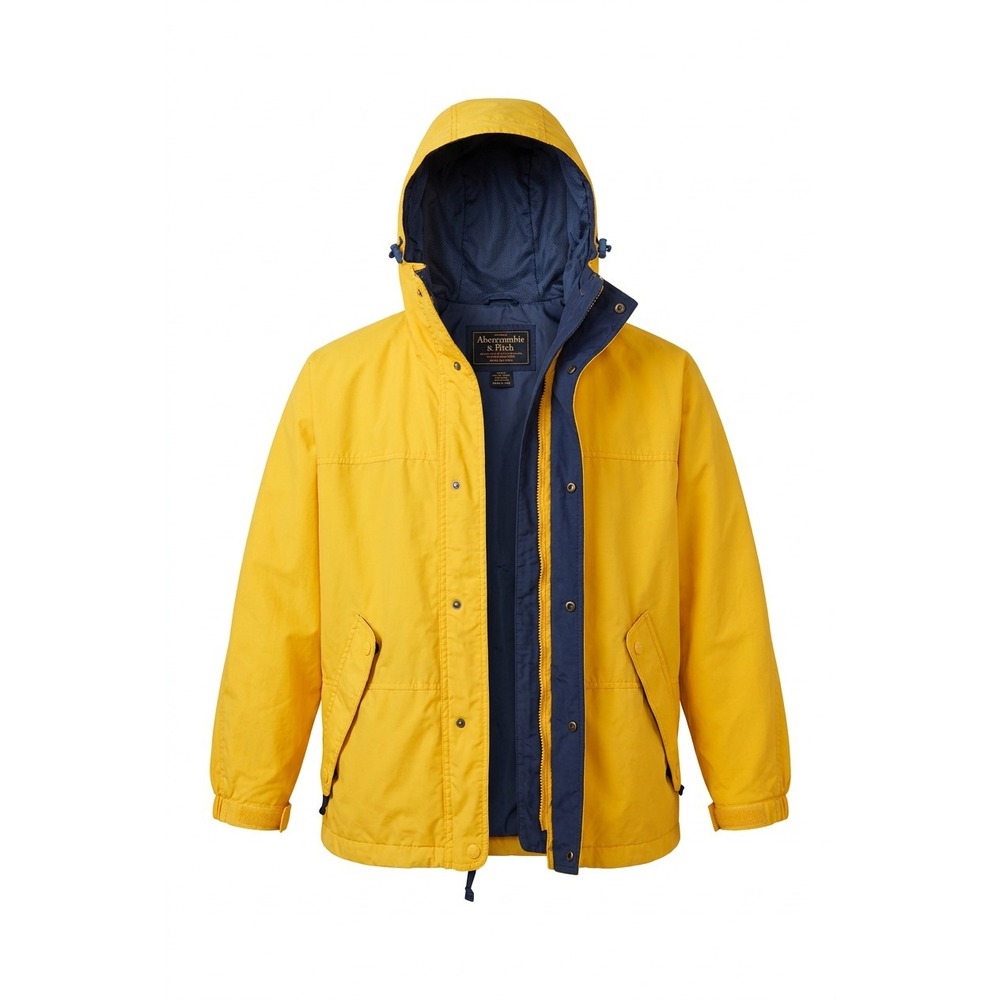Eddie Bauer Jacket Mens Small Yellow GORE-TEX Hooded Parka Waterproof Rain Coat